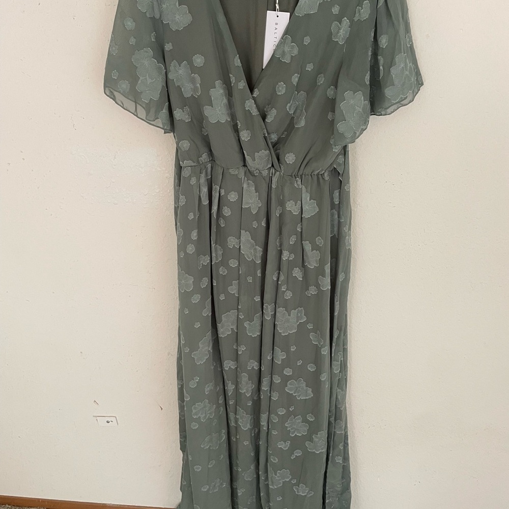 Baltic Born Green Flutter Sleeve Maxi Dress